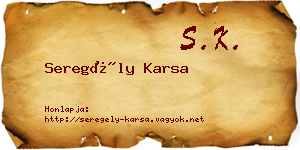 Seregély Karsa névjegykártya
